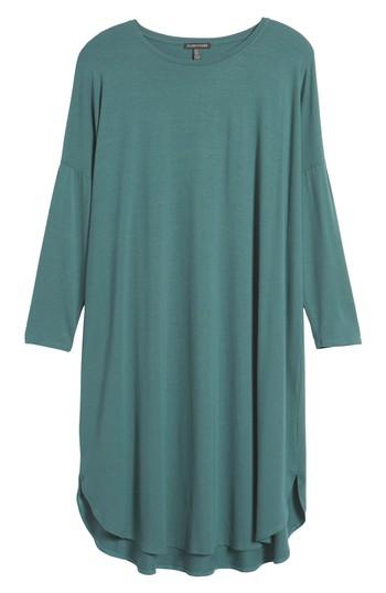 Women's Eileen Fisher Shirttail Jersey Shift Dress, Size - Green