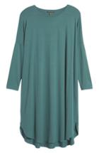 Women's Eileen Fisher Shirttail Jersey Shift Dress, Size - Green