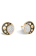 Women's John Hardy Dot Moon Diamond Pave Stud Earrings