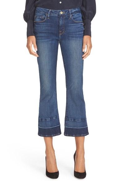 Women's Frame Released Hem Crop Mini Bootcut Jeans