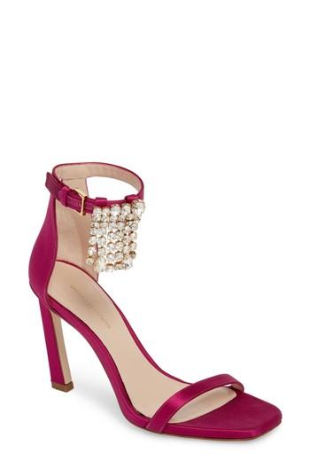 Women's Stuart Weitzman Nudist Crystal Fringe Sandal .5 M - Purple