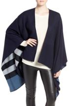 Women's Burberry Reversible Merino Wool Cape, Size - Blue