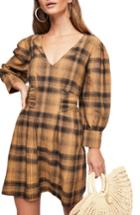 Women's Free People English Rose Plaid Minidress - Brown