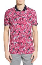 Men's Ted Baker London Legolf Leaf Print Golf Polo (s) - Pink
