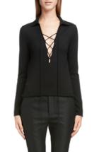 Women's Saint Laurent Lace-up Cashmere & Silk Sweater - Black