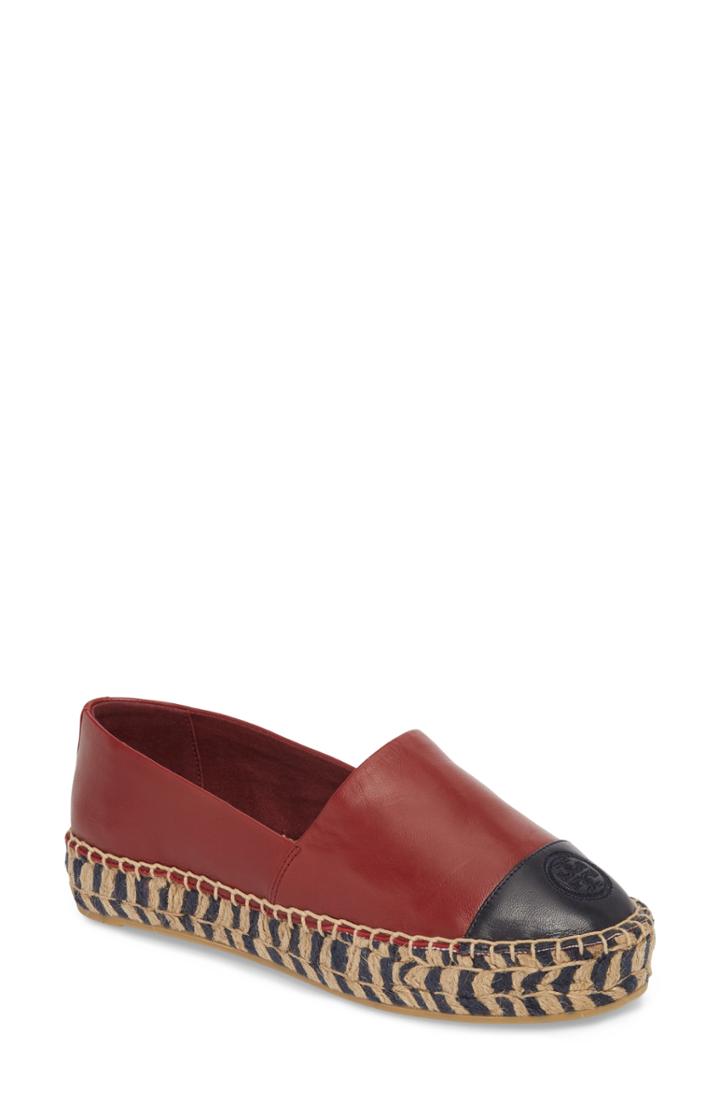 Women's Tory Burch Colorblock Platform Espadrille .5 M - Red