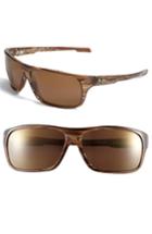 Men's Maui Jim 'island Time - Polarizedplus' Rectangle Wrap 64mm Sunglasses - Striped Rootbeer