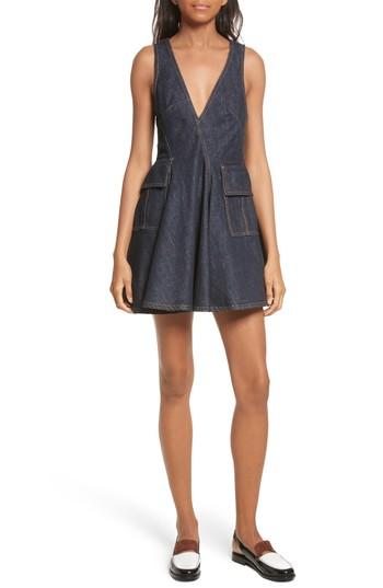Women's Carven Fit & Flare Denim Dress Us / 40 Fr - Blue