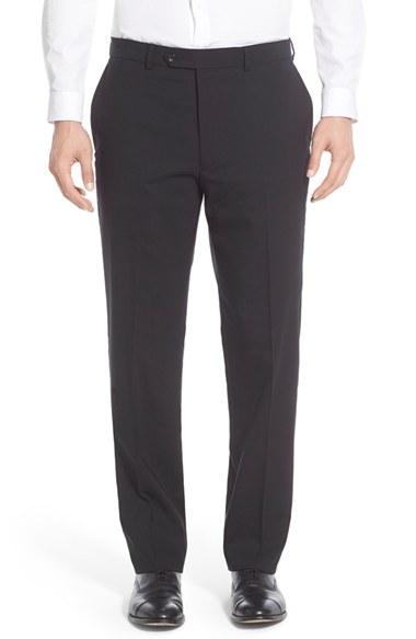 Men's Hart Schaffner Marx Flat Front Solid Stretch Wool Trousers