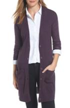 Women's Halogen Rib Knit Wool Blend Cardigan, Size - Purple