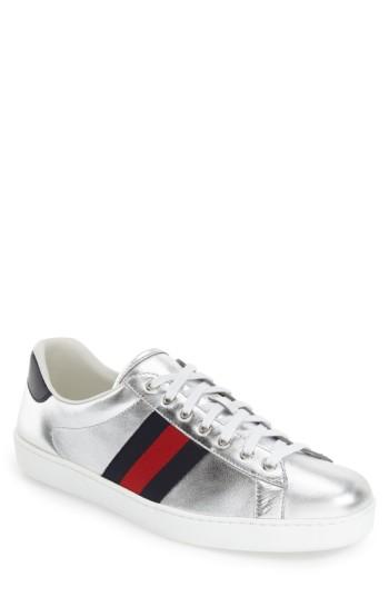 Men's Gucci 'new Ace' Sneaker Us / 11uk - Metallic