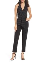 Women's Harlyn V-neck Stripe Top Jumpsuit - Black