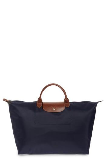 Longchamp 'le Pliage' Overnighter - Blue