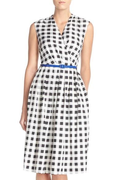 Women's Ellen Tracy Gingham Twill Fit & Flare Dress