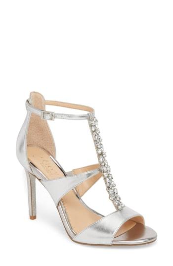 Women's Jewel Badgley Mischka Mica Crystal Embellished Strappy Sandal .5 M - Metallic