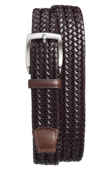 Men's Torino Belts Woven Leather Belt - Brown
