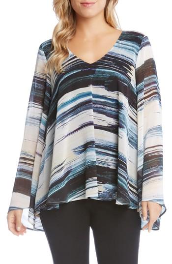 Women's Karen Kane V-neck Bell Sleeve Top - Blue
