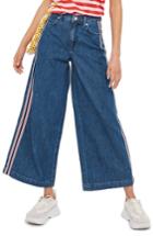 Women's Topshop Moto Stripe Wide Leg Non-stretch Jeans W X 30l (fits Like 24w) - Blue
