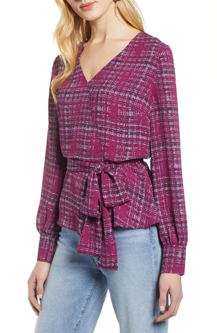 Women's Halogen Faux Wrap Blouse - Purple
