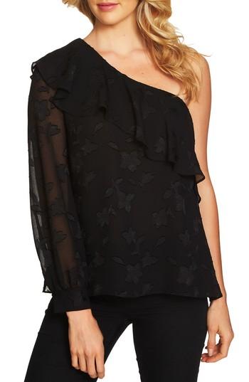 Women's Cece Ruffled One-shoulder Top - Black