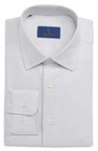 Men's David Donahue Regular Fit Microcheck Dress Shirt - 34/35 - Grey