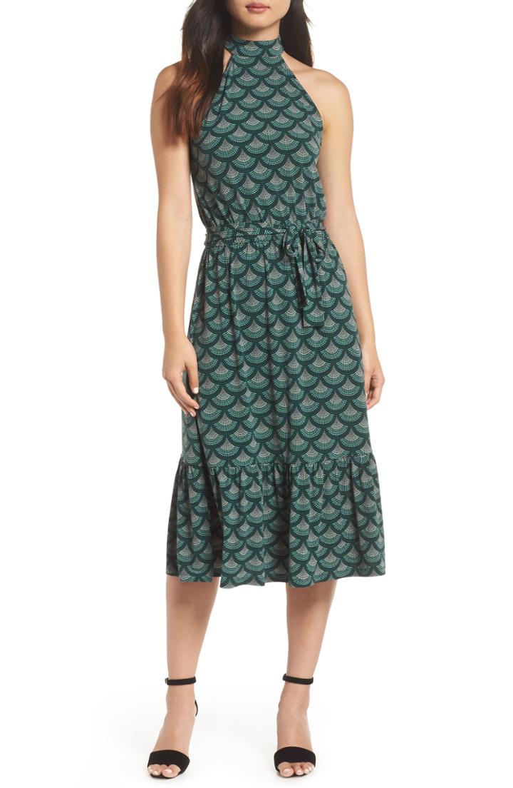 Women's Michael Michael Kors Print Halter Midi Dress - Green