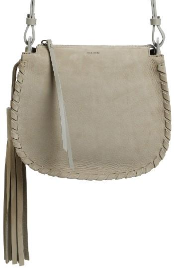 Allsaints Mori Suede Crossbody Bag - Grey