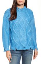 Women's Rdi Destroyed Cable Knit Sweater - Blue/green