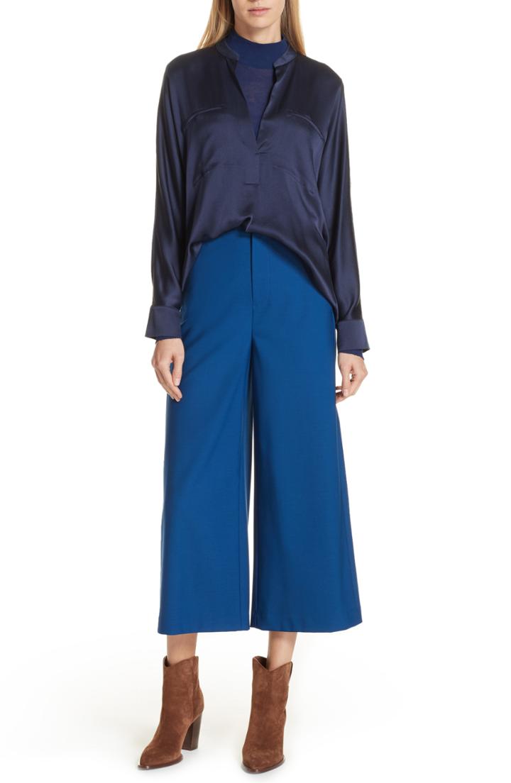 Women's Vince High Rise Wide Leg Crop Pant - Blue