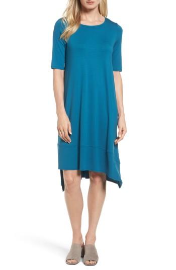 Women's Eileen Fisher Jersey Asymmetrical A-line Dress - Blue/green