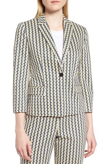 Women's Boss Jerella Print Stretch Cotton Suit Jacket - White