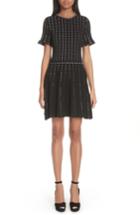 Women's Oscar De La Renta Embroidered Knit Dress - Black