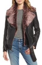 Women's 7 For All Mankind Leather Biker Jacket With Removable Genuine Shearling Trim