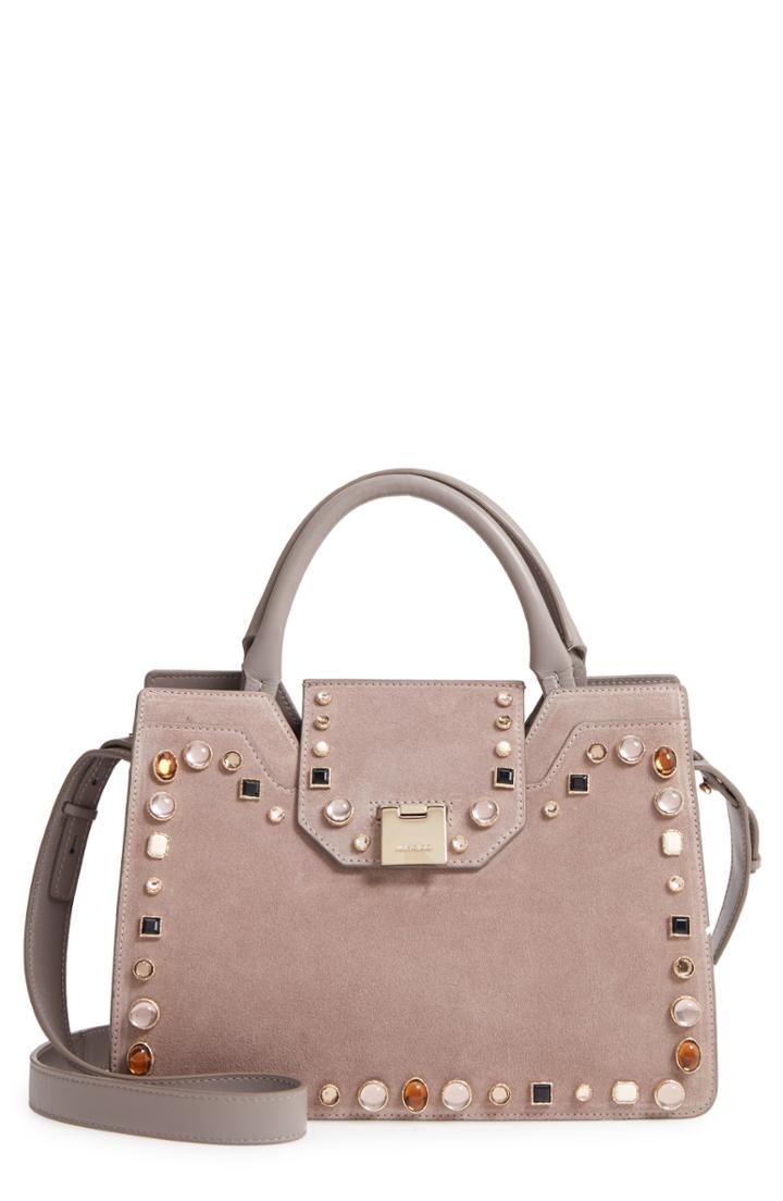 Jimmy Choo Rebel Embellished Suede Tote - Grey
