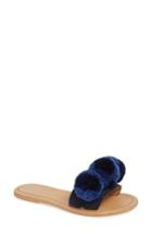 Women's Binge Knitting Pom Slide Sandal - Blue