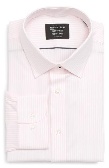 Men's Nordstrom Men's Shop Tech-smart Traditional Fit Stripe Stretch Dress Shirt .5 32/33 - Blue
