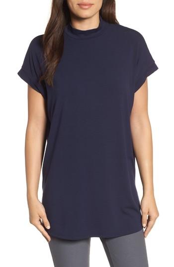 Women's Eileen Fisher Mock Neck Wedge Top, Size - Blue
