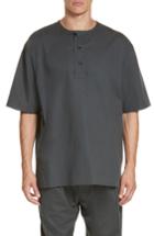 Men's Lemaire Asymmetrical Henley T-shirt - Grey