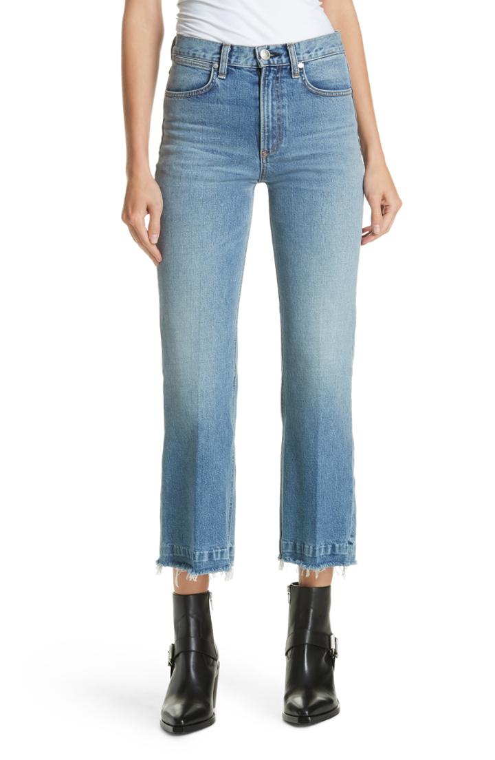 Women's Rag & Bone Justine High Waist Crop Wide Leg Jeans - Blue