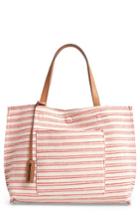 Street Level Reversible Stripe & Faux Leather Tote -