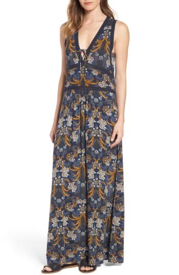 Women's Hinge Lace-up Maxi Dress - Blue