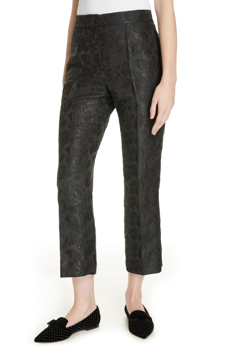 Women's Kate Spade New York Metallic Tonal Jacquard Flare Pants - Black