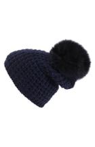 Women's Kyi Kyi Genuine Fox Pompom Hat - Blue