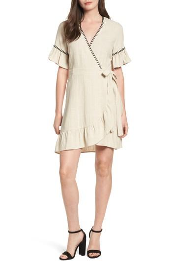 Women's Moon River Blanket Stitch Wrap Dress - Beige