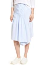 Women's Nordstrom Signature Ruched Asymmetrical Cotton Skirt - Blue
