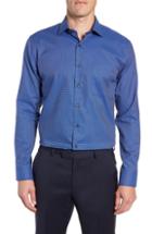 Men's Nordstrom Men's Shop Trim Fit Non-iron Dot Dress Shirt .5 - 34/35 - Blue