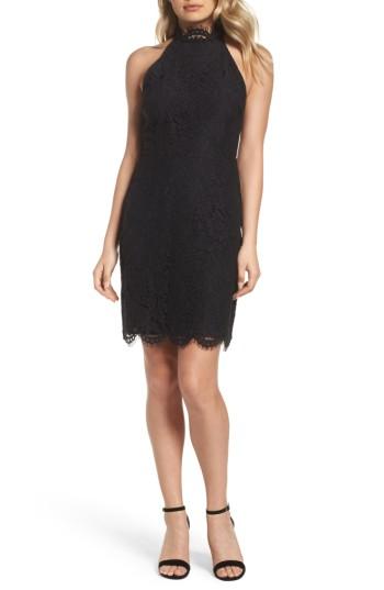 Women's Bb Dakota 'cara' High Neck Lace Dress - Black