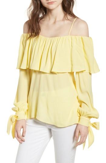 Women's Elliatt Chorus Off The Shoulder Tie Sleeve Top - Yellow