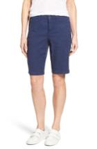 Petite Women's Nydj 'catherine' Linen Blend Bermuda Shorts P - Blue
