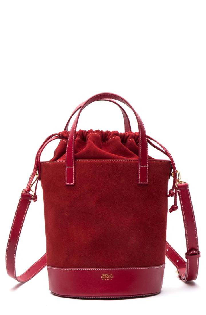 Frances Valentine Large Leather & Suede Bucket Bag - Red